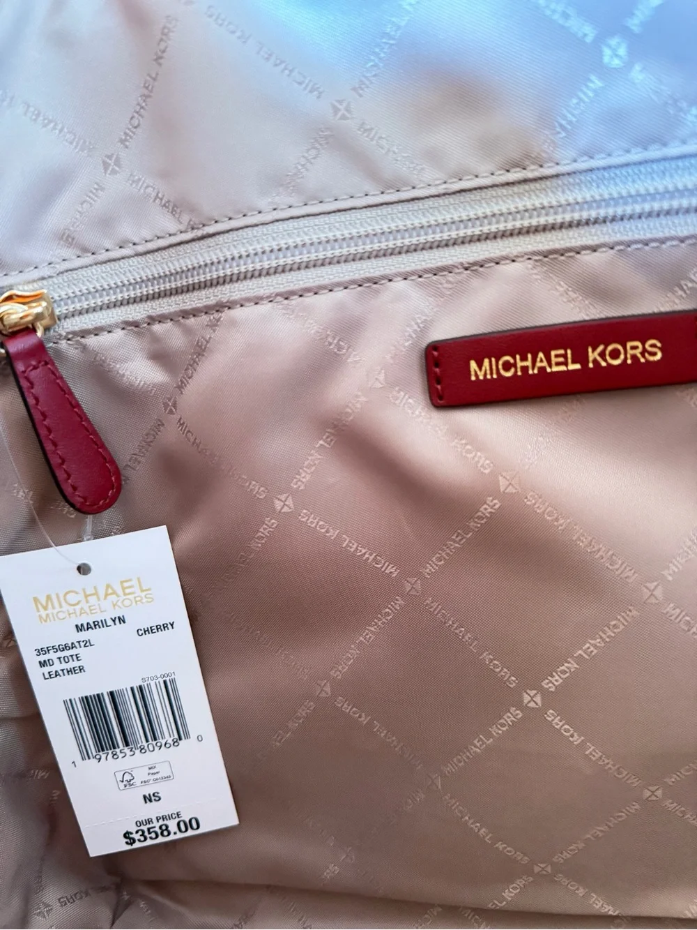 Michael Kors Marilyn MD Tote Shoulder Bag Cherry